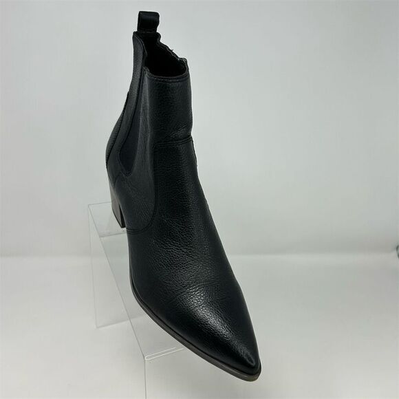 Franco Sarto Women's Black Leather Chelsea Boots Size 10M Pointed Toe Western - Picture 2 of 13